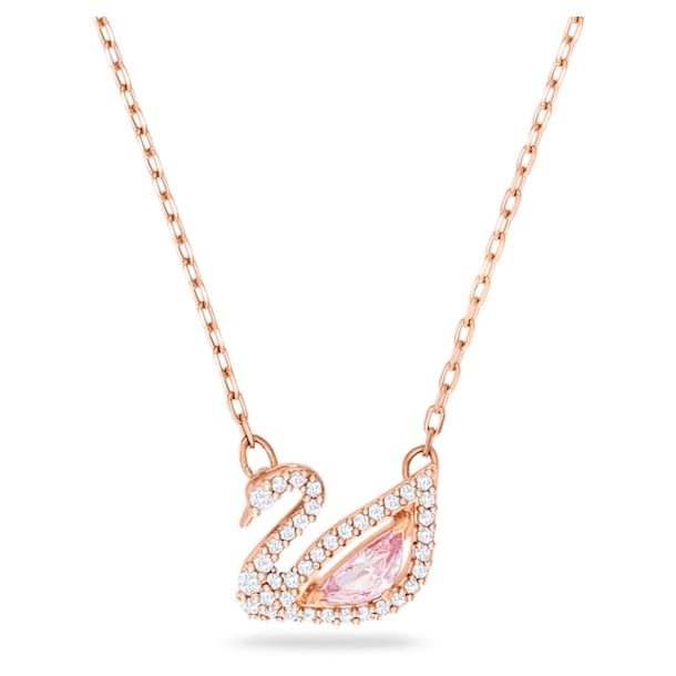 스와로브스키 목걸이 Swarovski Dazzling Swan necklace, Swan, Pink, Rose gold-tone plated