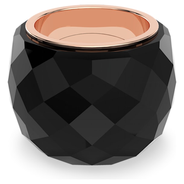 Δαχτυλίδι Nirvana, Μαύρο, Φυσική εναπόθεση ατμού σε ροζ χρυσαφί τόνο - Swarovski, 5474366