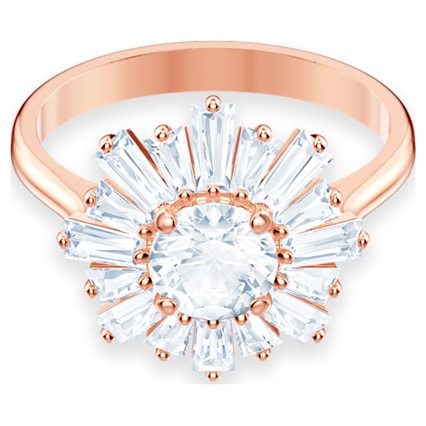 Δαχτυλίδι Sunshine, Ήλιος, Λευκό, Επιμετάλλωση σε ροζ χρυσαφί τόνο - Swarovski, 5474917