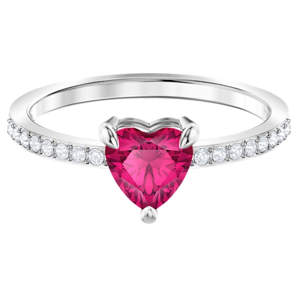 One Heart Ring, Red, Rhodium plated - Swarovski, 5474943