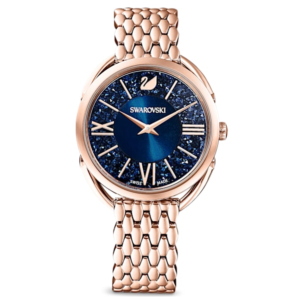Reloj Crystalline Glam, Brazalete de metal, Azul, PVD tono oro Rosa - Swarovski, 5475784