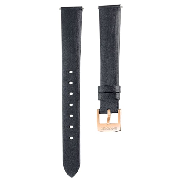 Cinturino per orologio 14mm, seta, nero, placcato color oro Rosa - Swarovski, 5484604
