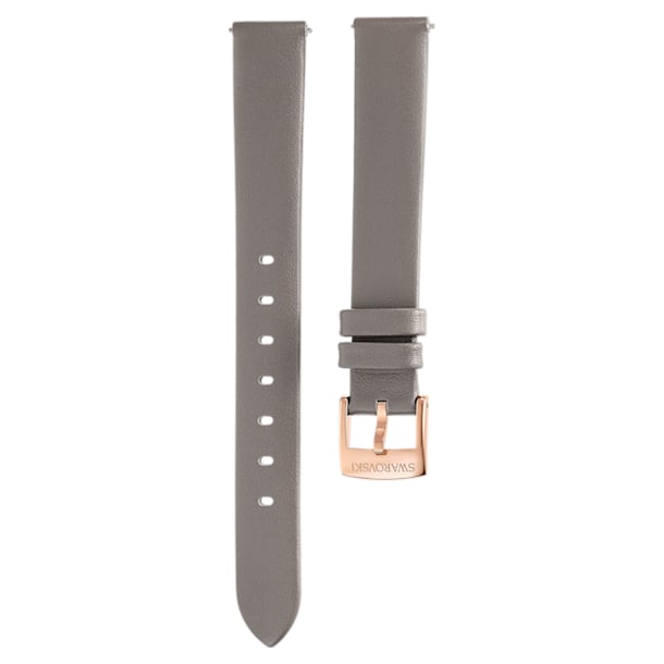 Cinturino per orologio 13mm, Pelle, grigio talpa, PVD tonalità oro champagne - Swarovski, 5485043