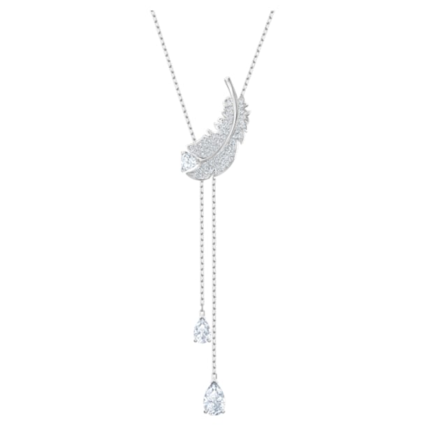 Nice Y Necklace, White, Rhodium plated - Swarovski, 5493397