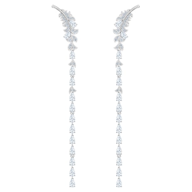Nice Pierced Earrings, White, Rhodium plated - Swarovski, 5493406