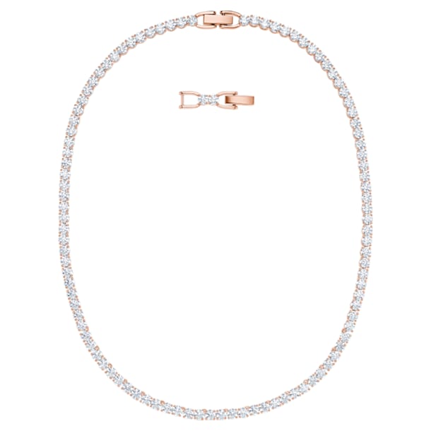 Collar Tennis Deluxe, blanco, Baño en tono Oro Rosa - Swarovski, 5494607