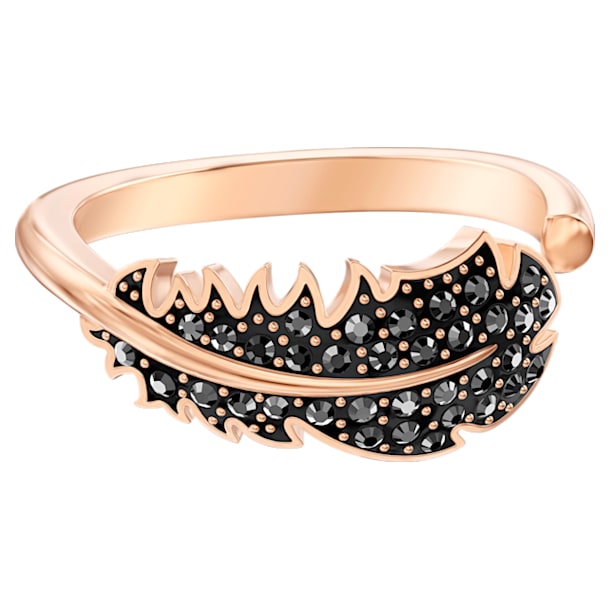 Naughty motif ring, Black, Rose gold-tone plated - Swarovski, 5495296