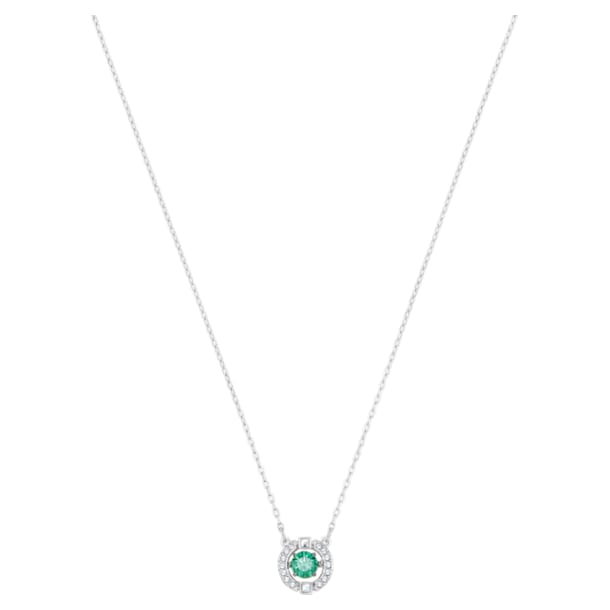 Swarovski Sparkling Dance necklace, Round cut crystal, Green, Rhodium plated - Swarovski, 5496308