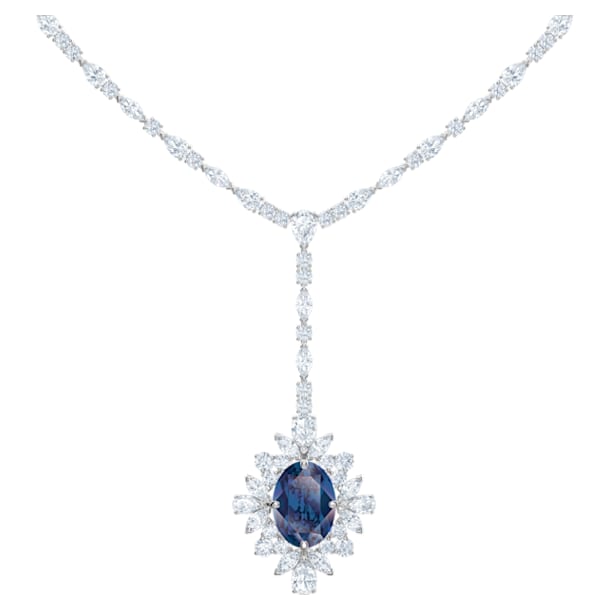 Palace Y necklace, Blue, Rhodium plated - Swarovski, 5498812