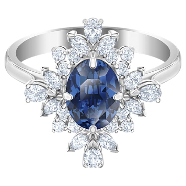 Palace Motif Ring, Blue, Rhodium plated - Swarovski, 5498839