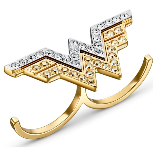 Fit Wonder Woman 双环戒指, 金色, 多種金屬潤飾 - Swarovski, 5502819