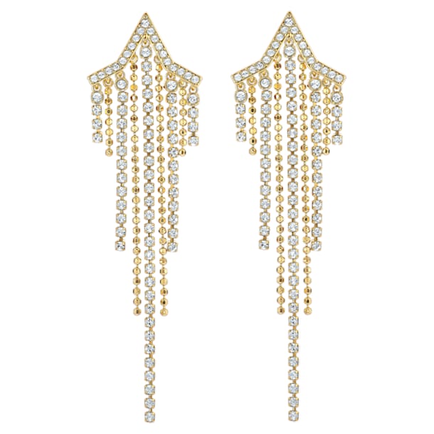 Fit Star Tassell pierced earrings, White, Gold-tone plated - Swarovski, 5504571