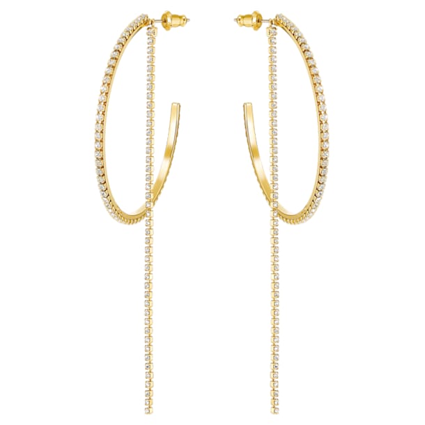 Fit Hoop Pierced Earrings, White, Gold-tone plated - Swarovski, 5504573