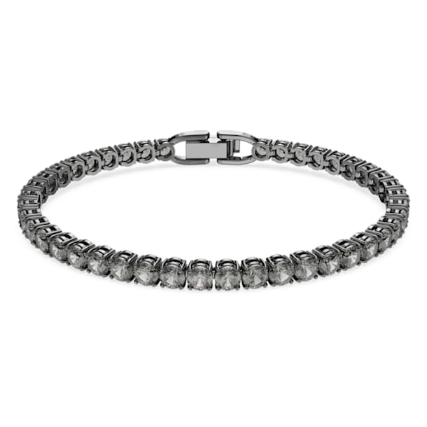 Tennis Deluxe bracelet, Round cut, Grey, Ruthenium plated - Swarovski, 5504678