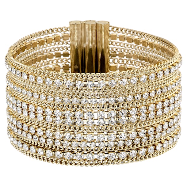 Fit Wide bracelet, White, Gold-tone plated - Swarovski, 5505333
