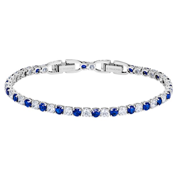 Tennis Deluxe bracelet, Blue, Rhodium plated - Swarovski, 5506253