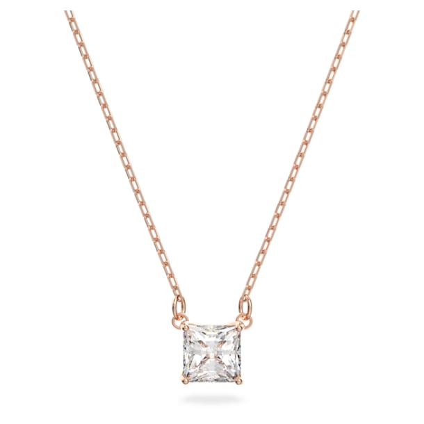 Attract necklace, Square, White, Rose gold-tone plated - Swarovski, 5510698