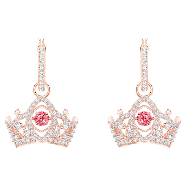 Bee A Queen Drop Pierced Earrings, Red, Rose-gold tone plated - Swarovski, 5510985