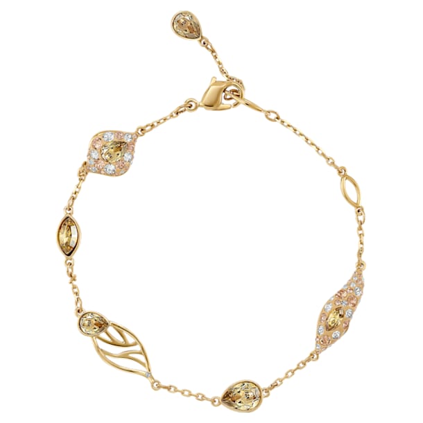 Graceful Bloom 装饰性手链, 咖啡色, 镀金色调 - Swarovski, 5511814