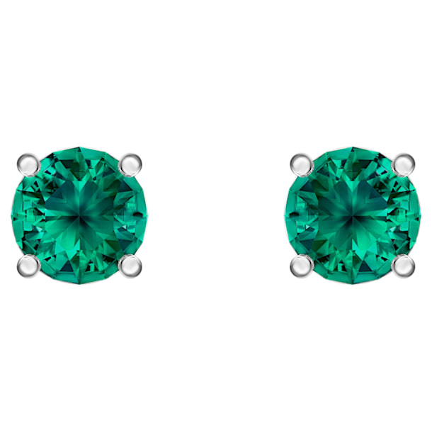 Attract stud earrings, Medium, Green, Rhodium plated - Swarovski, 5512384