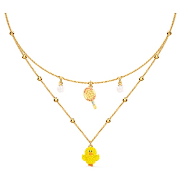 Line Friends Tennis Layered Necklace, Light multi-colored, Gold-tone plated - Swarovski, 5514436