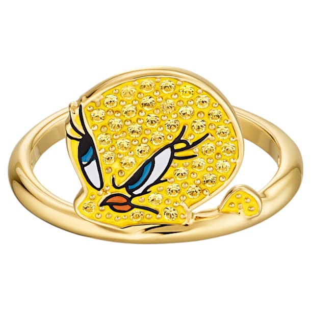 Looney Tunes Tweety Motif Ring, Yellow, Gold-tone plated - Swarovski, 5514967