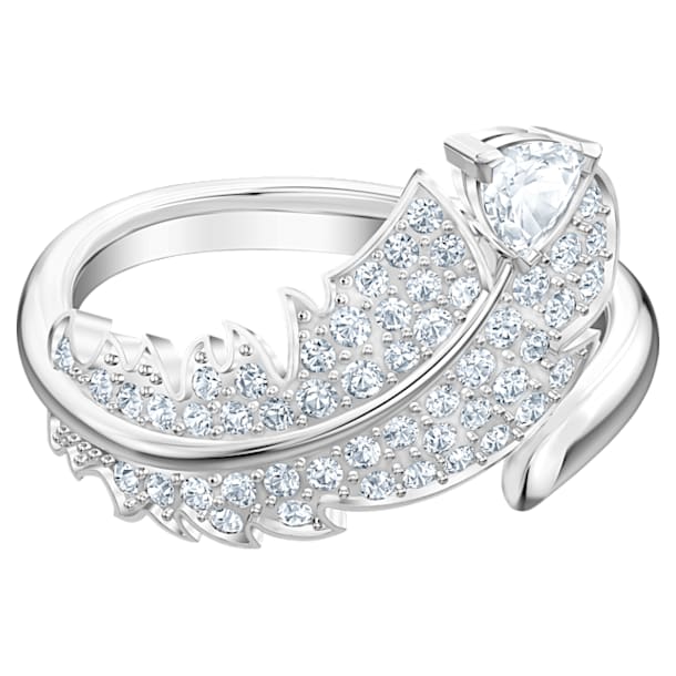 Nice motif ring, White, Rhodium plated - Swarovski, 5515017