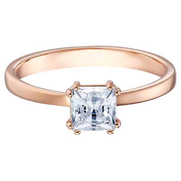 Δαχτυλίδι Attract, Τετράγωνη κοπή, Λευκό, Επιμετάλλωση σε ροζ χρυσαφί τόνο - Swarovski, 5515777