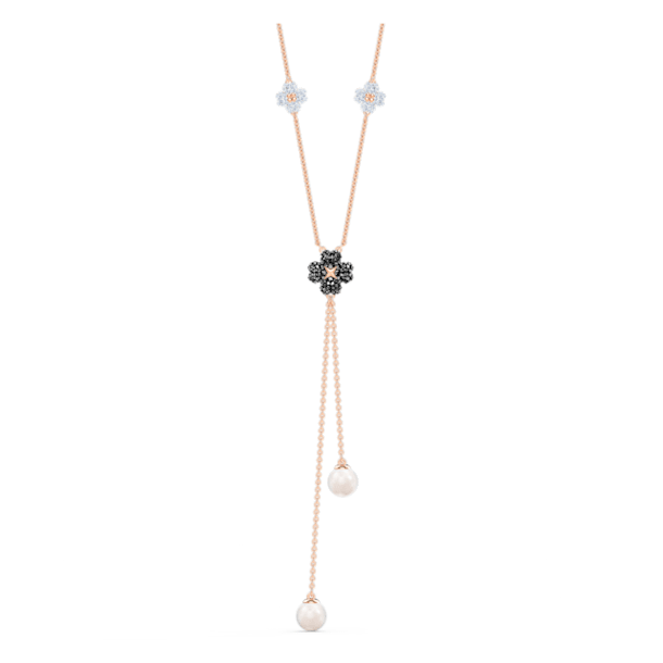 Latisha Y necklace, Black, Rose gold-tone plated - Swarovski, 5516428