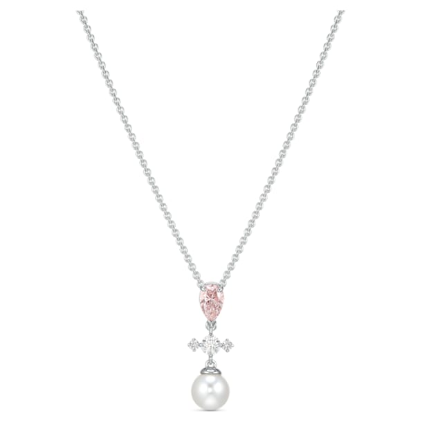 Perfection Necklace, Pink, Rhodium plated - Swarovski, 5516591