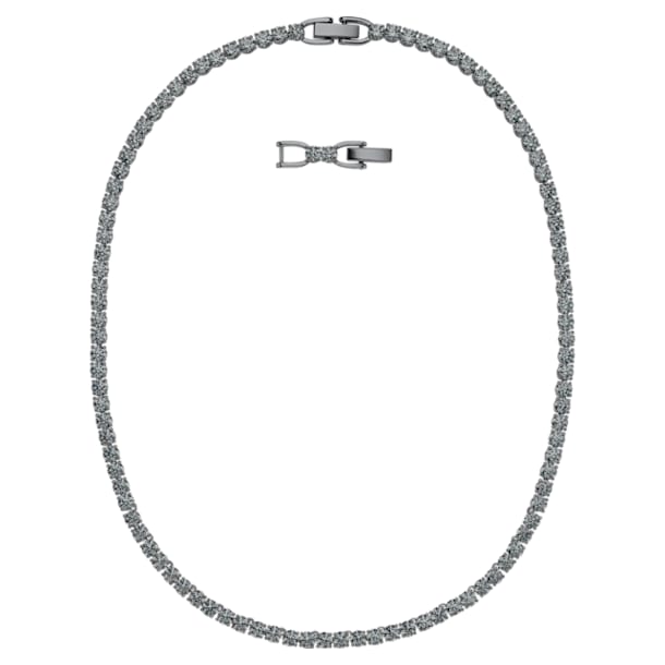 Collar Tennis Deluxe, Negro, Baño de rutenio - Swarovski, 5517113