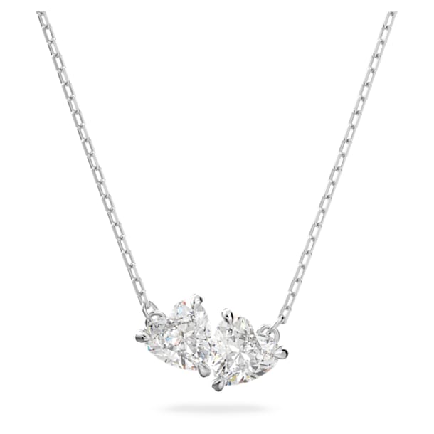 Attract Soul necklace, Heart, White, Rhodium plated - Swarovski, 5517117