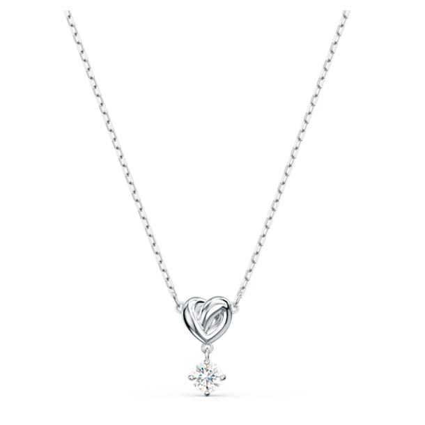 Lifelong Heart pendant, Heart, White, Rhodium plated - Swarovski, 5517928