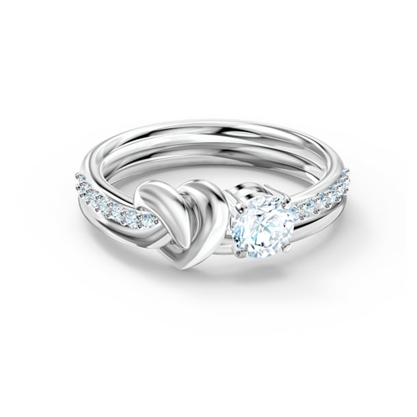 Lifelong Heart ring, Heart, White, Rhodium plated - Swarovski, 5517930