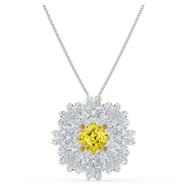 Eternal Flower pendant, Flower, Yellow, Mixed metal finish - Swarovski, 5518147