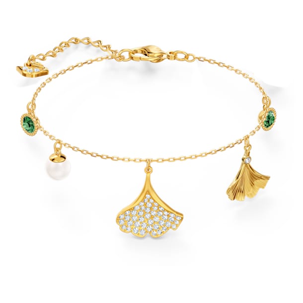 Stunning Gingko Bracelet, Green, Gold-tone plated - Swarovski, 5518173