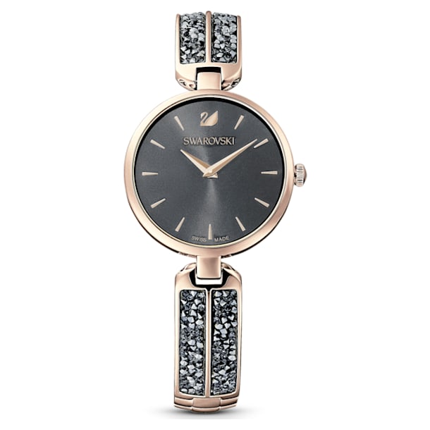 Dream Rock horloge, Metalen armband, Grijs, Champagnegoudkleurige afwerking - Swarovski, 5519315