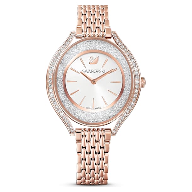 Relógio Crystalline Aura, Pulseira de metal, Tom ouro rosa, Acabamento em rosa dourado - Swarovski, 5519459