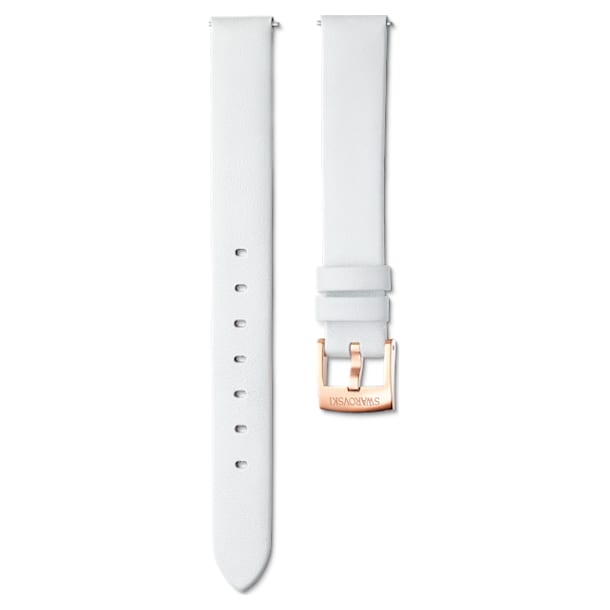 14mm Watch strap, Leather, White, Rose-gold tone plated - Swarovski, 5520533