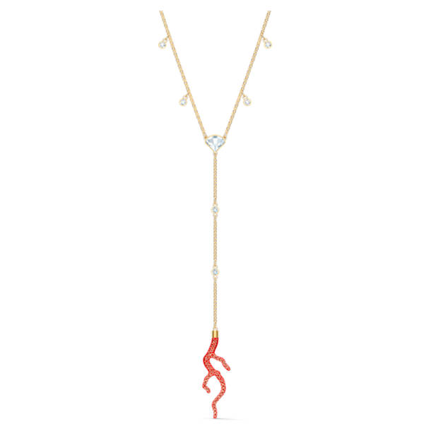 Shell Y necklace, Shell, Red, Gold-tone plated - Swarovski, 5520658