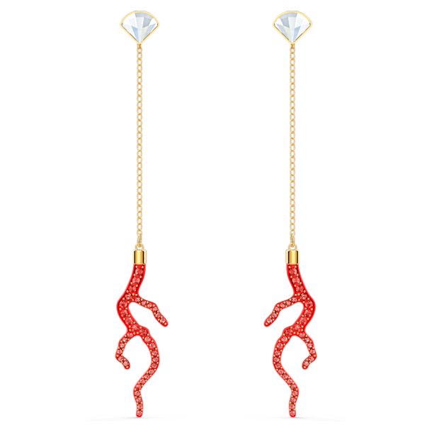 Shell Coral pierced earrings, Shell, Red, Gold-tone plated - Swarovski, 5520662