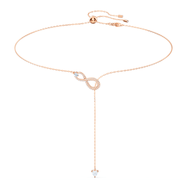 Collar en Y Swarovski Infinity, Infinity, Blanco, Baño tono oro rosa - Swarovski, 5521346