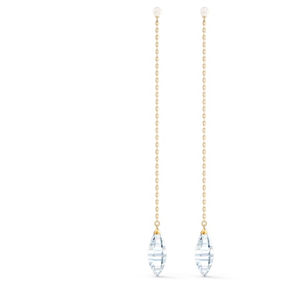 So Cool drop earrings, White, Gold-tone plated - Swarovski, 5521724