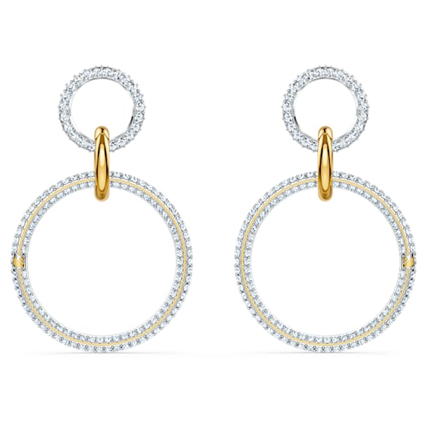 Stone Hoop pierced earrings, White, Mixed metal finish - Swarovski, 5523991
