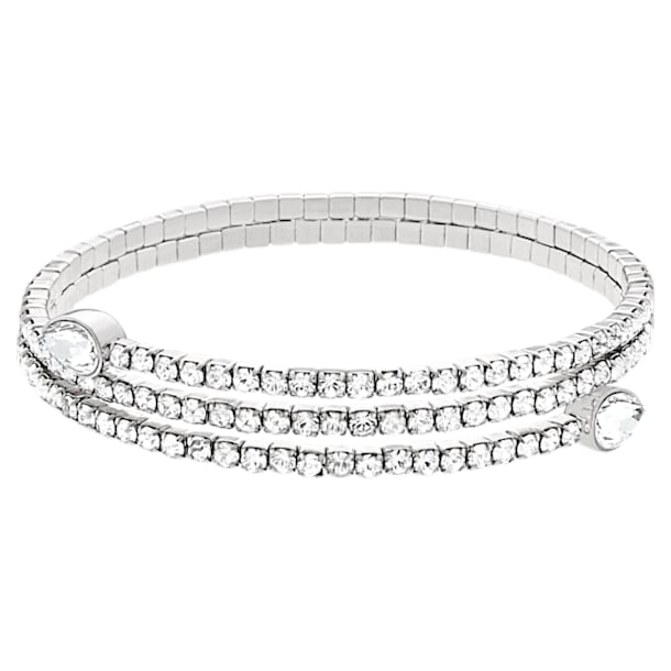 Twisty armband, Kristallen met Pear-slijpvorm, Wit, Rodium toplaag - Swarovski, 5528443