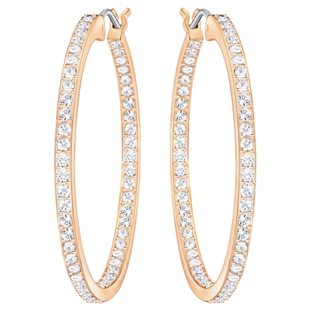Sommerset Hoop hoop earrings, White, Rose gold-tone plated - Swarovski, 5528459