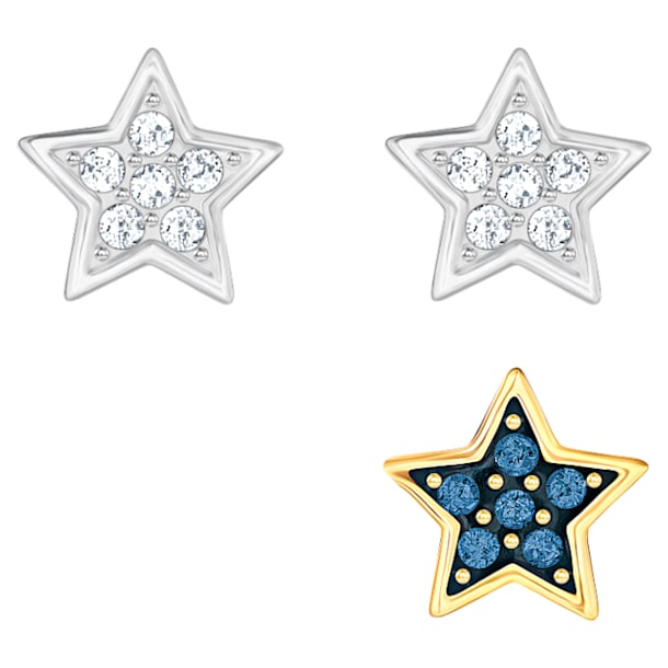 Crystal Wishes Star Set stud earrings, Set (3), Star, Multicoloured, Mixed metal finish - Swarovski, 5528498
