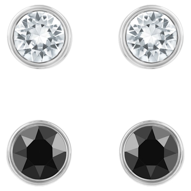 Σετ τρυπητά σκουλαρίκια Harley, Μαύρο, Επιμετάλλωση ρουθηνίου - Swarovski, 5528506