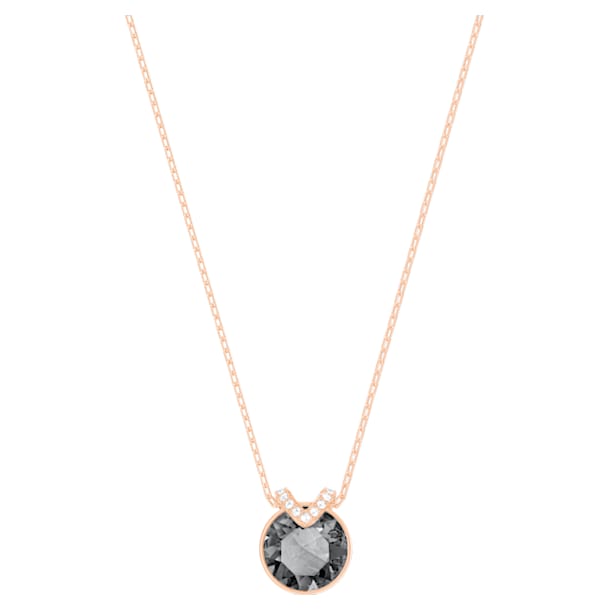 Bella V pendant, Black, Rose gold-tone plated - Swarovski, 5528552