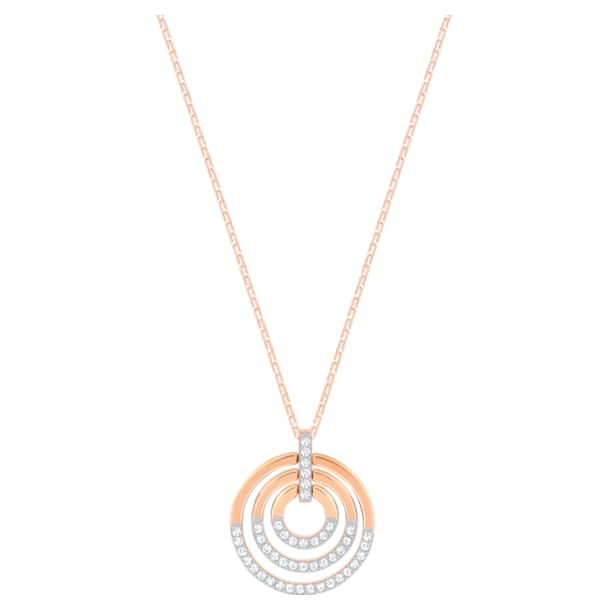 Circle pendant, White, Rose gold-tone plated - Swarovski, 5528565